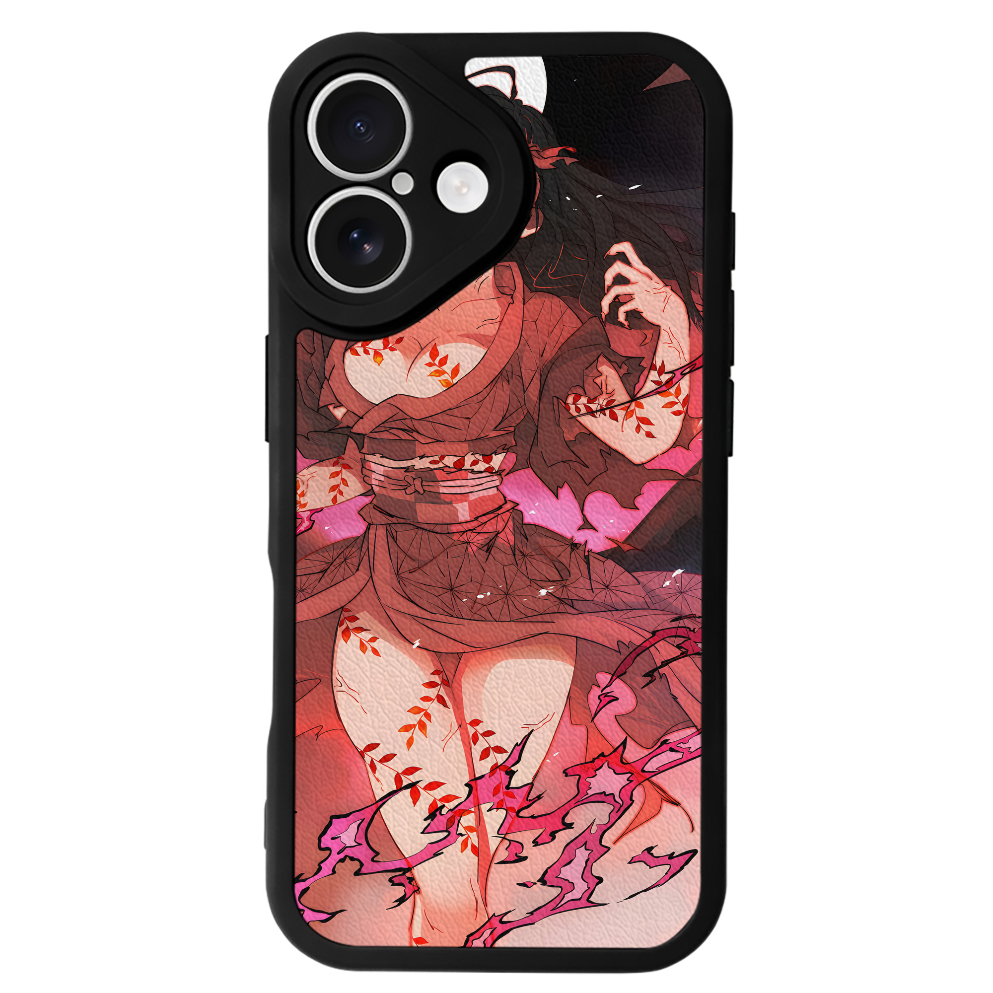 （画像用） 鬼滅の刃（きめつのやいば）竈門 禰󠄀豆子／かまど ねずこ Kamado Nezuko 【iPhone 16シリーズ対応】シリコンスマホケース（レザー調） 材質：シリコン